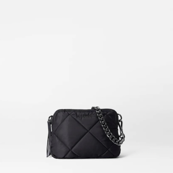 MZ Wallace Quilted Small Bowery Shoulder Bag Black Fringe