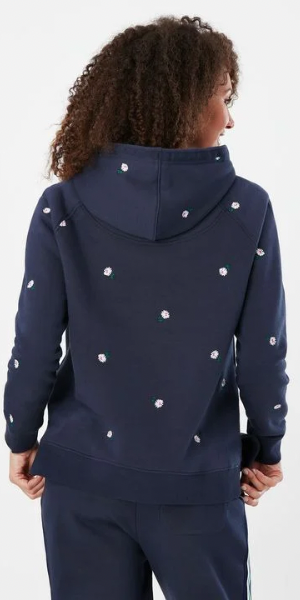 Rowley Hooded Sweatshirt in Navy Ditsy by Joules Blue Beetle