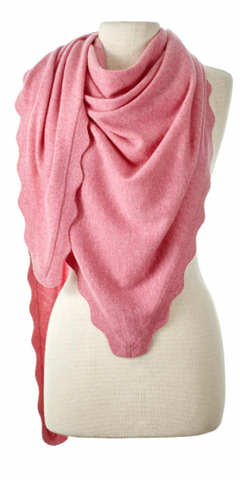 Cashmere Ruffle Triangle Wrap in Strawberry