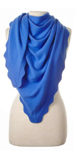 Cashmere Ruffle Triangle Wrap in Royal Blue