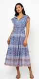 Cinched Flirty Midi Dress in Clover Blue