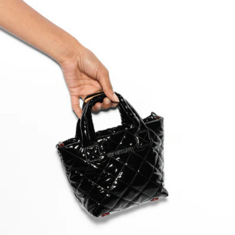 MZ Wallace Petite Metro Tote Deluxe in Black Lacquer