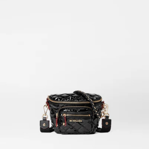 MZ Wallace Micro Crosby Sling in Black Lacquer