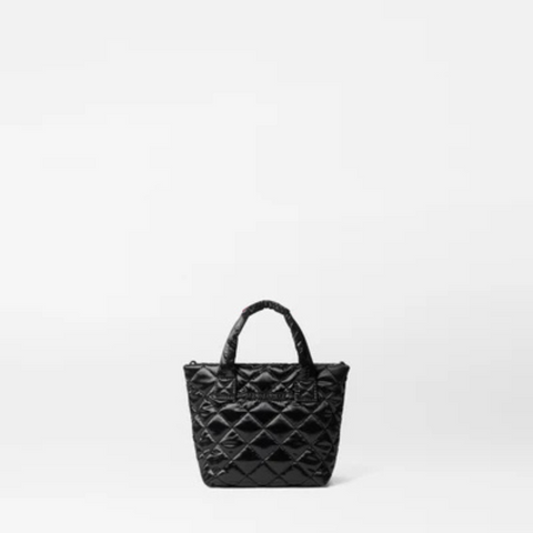 MZ Wallace Petite Metro Tote Deluxe in Black Liquid