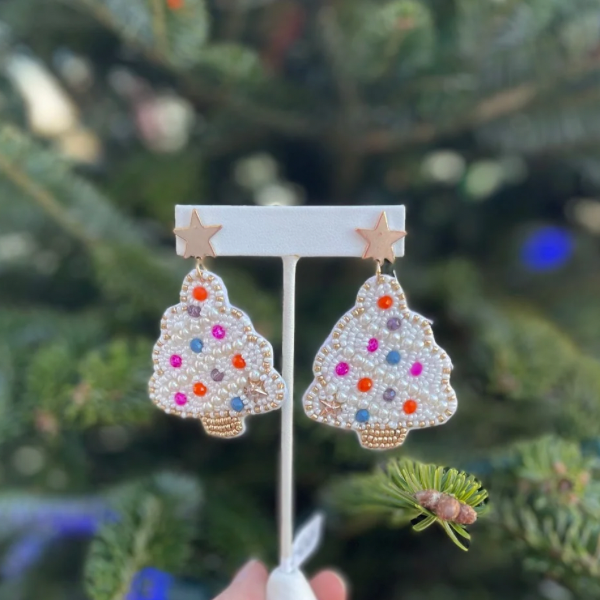 White Christmas Tree Earring