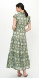 Ruffle Collar Button Maxi Dress in Ivy Olive