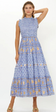 Sleeveless Smocked Maxi in Veranda Blue