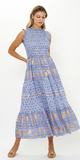 Sleeveless Smocked Maxi in Veranda Blue