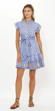 Ruffle Collar Button Mini Dress in Veranda Blue