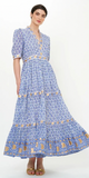 V-Neck Cuffed Maxi in Veranda Blue