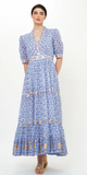 V-Neck Cuffed Maxi in Veranda Blue