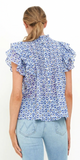 Pintuck Ruffle Top in Veranda Blue