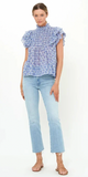 Pintuck Ruffle Top in Veranda Blue