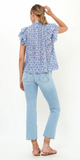 Pintuck Ruffle Top in Veranda Blue