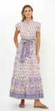 Ruffle Collar Button Maxi Dress in Napa Blue