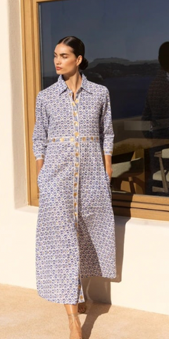 Shirt Dress Maxi in Veranda Blue