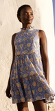 Ruffle Tiered Short Dress in Mughal Blue