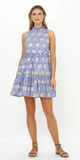 Ruffle Tiered Short Dress in Mughal Blue