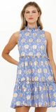 Ruffle Tiered Short Dress in Mughal Blue