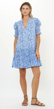 Smocked Drop Mini Dress in Cypress Blue