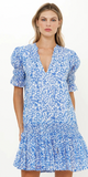 Smocked Drop Mini Dress in Cypress Blue