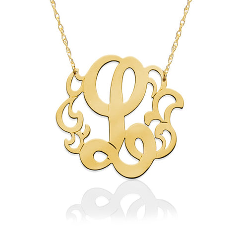 Jane Basch Lace Monogram Necklace - 14K Gold or Gold Vermeil - Flag Lady  Gifts